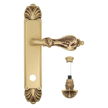 Дверная ручка Venezia \"FLORENCE\" WC-4 на планке PL87 французское золото + коричневый