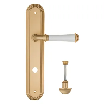 Дверная ручка на планке Fratelli Cattini \"GRACIA CERAMICA BIANCO\" WC-2 PL288-BS матовая латунь