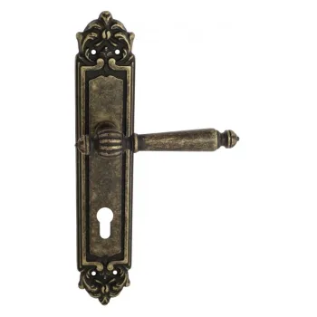 Дверная ручка Venezia \"PELLESTRINA\" CYL на планке PL96 античная бронза