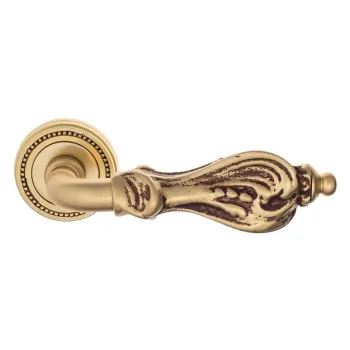 Дверная ручка на круглом основании Venezia \"FLORENCE\" D3 французcкое золото + коричневый