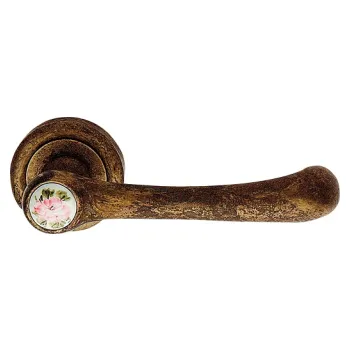 Дверная ручка на круглом основании Linea Cali IDEA 870/103 AN латунь античная/керамика