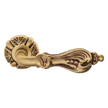 Дверная ручка на круглом основании Venezia \"FLORENCE\" D5 французcкое золото + коричневый