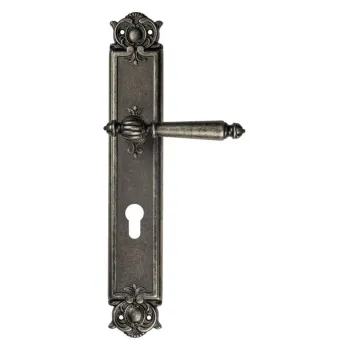 Дверная ручка Venezia \"PELLESTRINA\" CYL на планке PL97 античное серебро