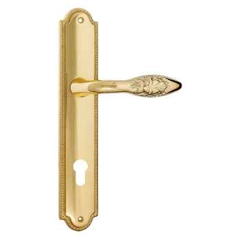 Дверная ручка Venezia \"CASANOVA\" CYL на планке PL98 полированная латунь