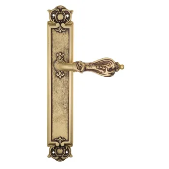 Дверная ручка Venezia \"FLORENCE\" на планке PL97 французское золото + коричневый