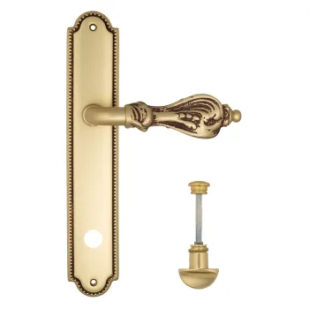 Дверная ручка Venezia \"FLORENCE\" WC-2 на планке PL98 французское золото + коричневый