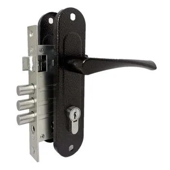 Замок врезной цилиндровый с защёлкой в комплекте с ручкой Absolyute ЗВ4-60/07 (медь антик), 4 кл.