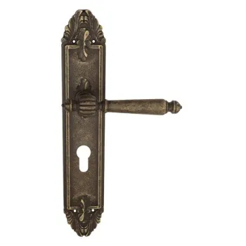 Дверная ручка Venezia \"PELLESTRINA\" CYL на планке PL90 античная бронза