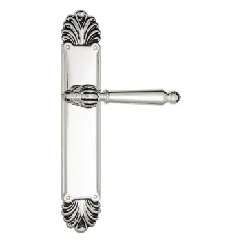 Дверная ручка Venezia \"PELLESTRINA\" на планке PL87 натуральное серебро + черный