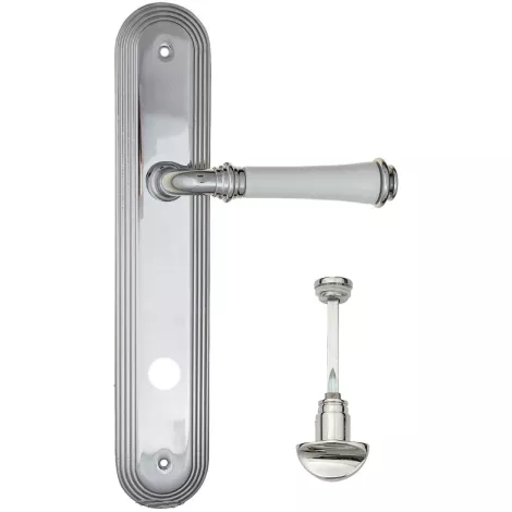 Дверная ручка на планке Fratelli Cattini \"GRACIA CERAMICA BIANCO\" WC-2 PL288-CR полированный хром