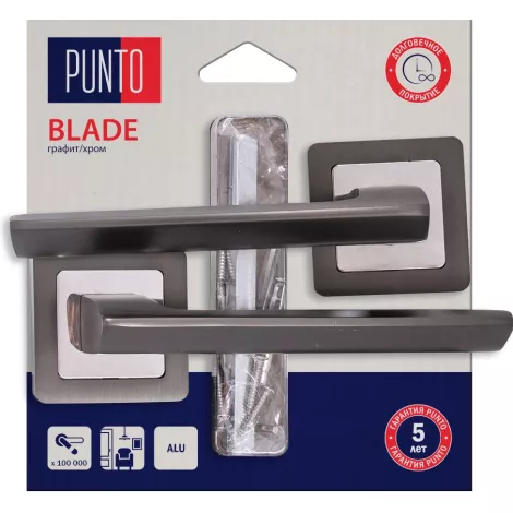 Дверная ручка на квадратном основании Punto LM/A K.QR52.BLADE/HD GR/CP-23 графит/хром