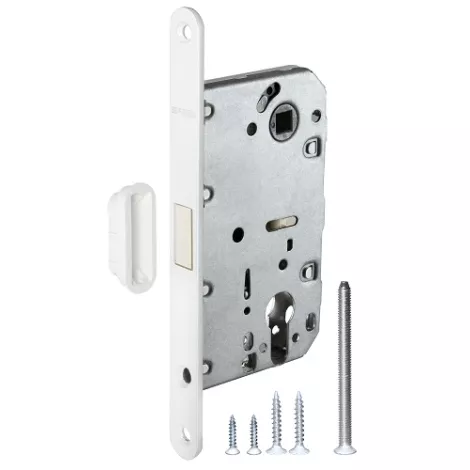 Замок межкомнатный Fuaro под цилиндр MAGNET M85C-50 WH-19 белый (new plate)