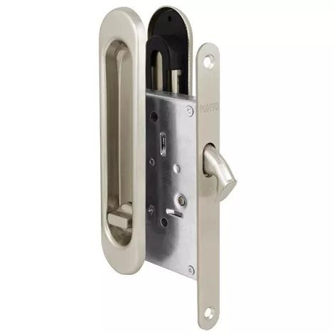 Защелка с ручками для раздвижных дверей Punto SH.SL152.KIT011-BK (Soft LINE SL-011) SN-3 матовый никель