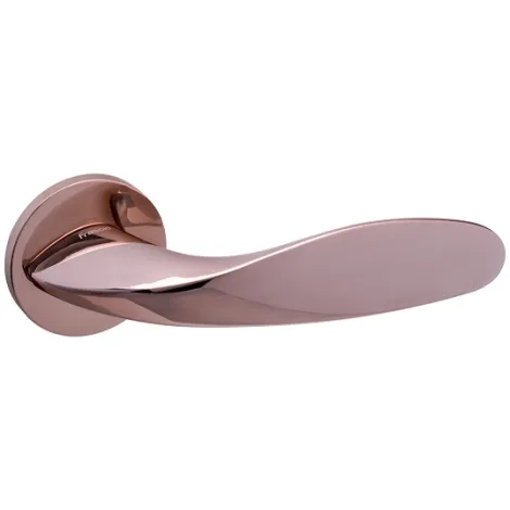 Дверная ручка на круглой розетке Frascio Leaf 1520/50 RT красная глянцевая медь