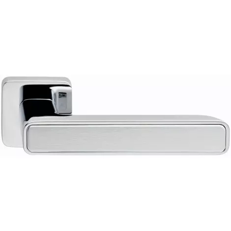 Дверная ручка на квадратном основании Frascio Inner 660/50 QR хром полированный + вставка нержавеющая сатированная сталь