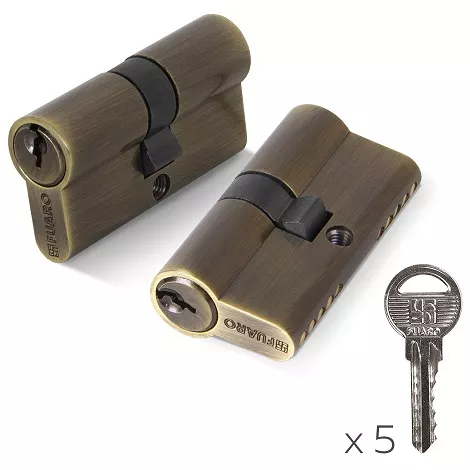 Цилиндровый механизм Fuaro (100 ZA/60) 1000ZAKey60(25+10+25) AB бронза 5Key