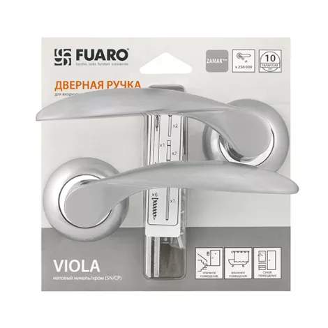 Дверная ручка на круглом основании Fuaro VIOLA RM/HD SC/CP-16 матовый хром/хром