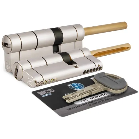 Цилиндровый механизм Mottura под вертушку (дл. шток) C55P613101 (92 мм/56+10+26), МАТ.НИКЕЛЬ