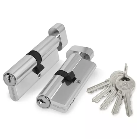Цилиндровый механизм с вертушкой (100 ZM/90) 1000ZMKnob90(40+10+40) CP хром 5Key с вертушкой