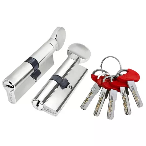Цилиндровый механизм Fuaro (D-PRO502-8/110) D-PRO5002-8Knob110(50+10+50) CP хром 5+1Key перекодируемый с вертушкой