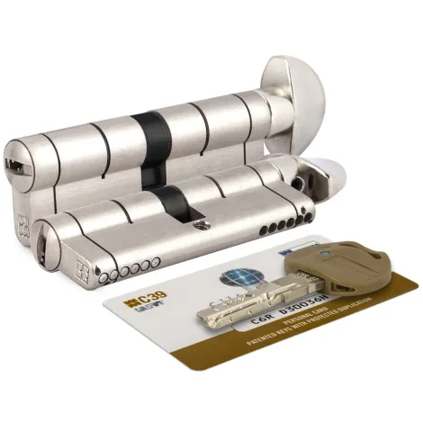 Цилиндровый механизм Mottura с вертушкой C39F364601RC5 (82 мм/31+10+41), МАТ.НИКЕЛЬ (верт. 99.506)