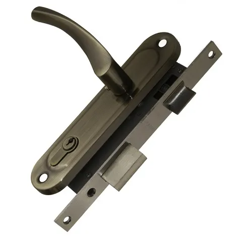 Замок врезной Punto цилиндровый с защёлкой в комплекте с ручкой LOCKSET16.CRONA.4070-1 (KIT P16 4070 CRONA) AB бронза