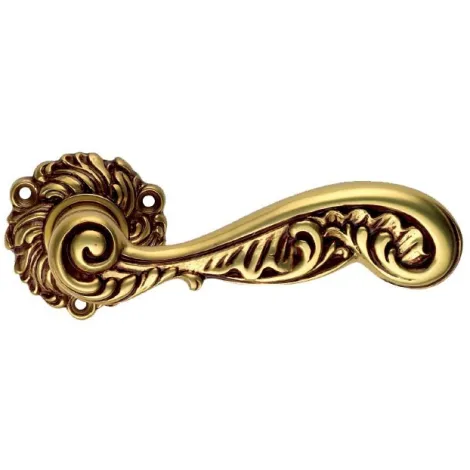 Дверная ручка на круглом основании Linea Cali ROCOCO 1285/078 OF золото французское