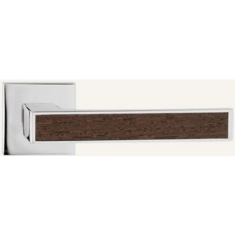 Дверная ручка на квадратном основании Linea Cali ZEN 1158/019 CR хром глянцевый/дерево WENGE
