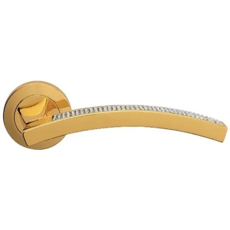 Дверная ручка на круглом основании Linea Cali PROFILO 1041/102 OZ золото глянцевое/хрусталь SWAROVSKI