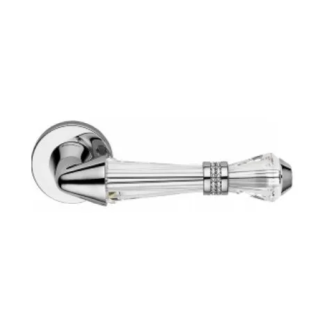 Дверная ручка на круглом основании Linea Cali LUCE mesh 1446/023 CR хром глянцевый/хрусталь SWAROVSKI