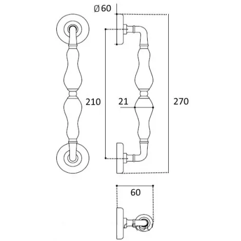 Ручка скоба Venezia \"VIGNOLE\" 270мм (210мм) D4 французское золото + коричневый