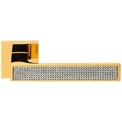 Дверная ручка на квадратном основании Linea Cali ZEN 1157/019 OZ золото глянцевое/хрусталь SWAROVSKI