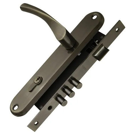 Замок врезной Punto цилиндровый с защёлкой в комплекте с ручкой LOCKSET90.CRONA.4585-3 (KIT P90 4585/3 CRONA) AB бронза 