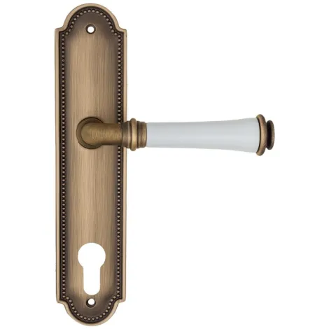 Дверная ручка на планке Fratelli Cattini \"GRACIA CERAMICA BIANCO\" CYL PL248-BY матовая бронза
