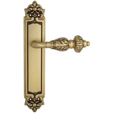 Дверная ручка Venezia \"LUCRECIA\" на планке PL96 французское золото + коричневый