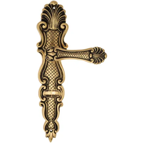 Дверная ручка Venezia \"FENICE\" на планке PL92 французское золото + коричневый