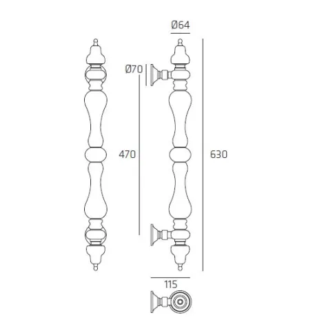 Ручка скоба Venezia \"MARGHERITA\" 625мм (465мм) полированная латунь
