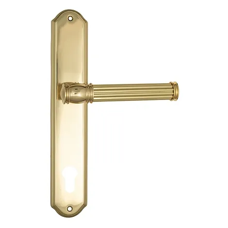 Дверная ручка Venezia \"IMPERO\" CYL на планке PL02 полированная латунь