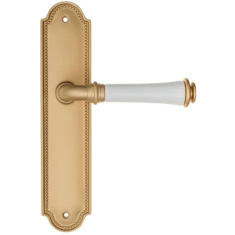 Дверная ручка на планке Fratelli Cattini \"GRACIA CERAMICA BIANCO\" PL248-BS матовая латунь