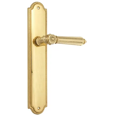Дверная ручка Venezia \"CASTELLO\" на планке PL98 полированная латунь