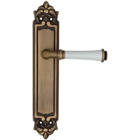 Дверная ручка на планке Fratelli Cattini \"GRACIA CERAMICA BIANCO\" PL96-BY матовая бронза