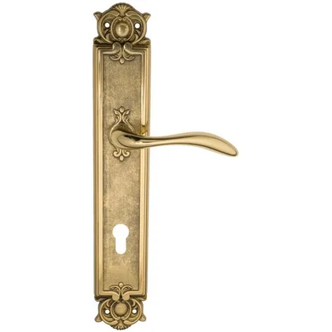 Дверная ручка Venezia \"ALESSANDRA\" CYL на планке PL97 полированная латунь