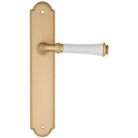 Дверная ручка на планке Fratelli Cattini \"GRACIA CERAMICA BIANCO\" PL257-BS матовая латунь