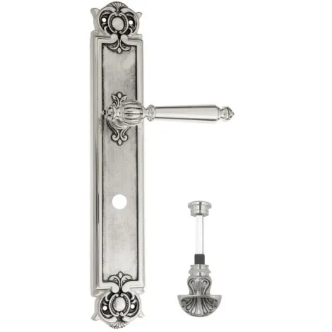 Дверная ручка Venezia \"PELLESTRINA\" WC-4 на планке PL97 натуральное серебро + черный