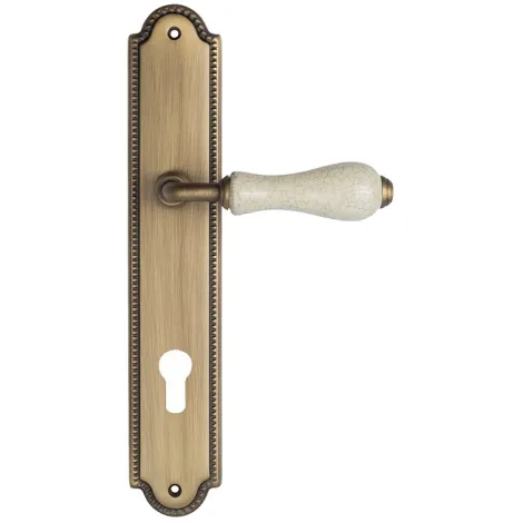 Дверная ручка Venezia \"COLOSSEO\" белая керамика паутинка CYL на планке PL98 матовая бронза