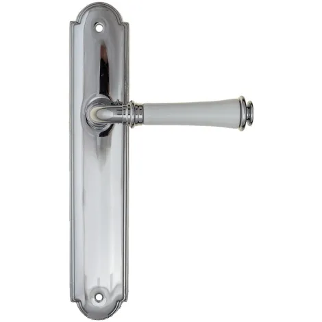 Дверная ручка на планке Fratelli Cattini \"GRACIA CERAMICA BIANCO\" PL257-CR полированный хром