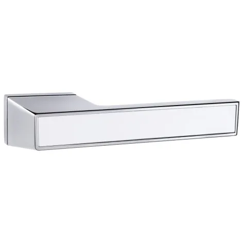 Дверная ручка на прямоугольном основании Punto K.QSL52.TITAN СP/WH-19 хром/белый