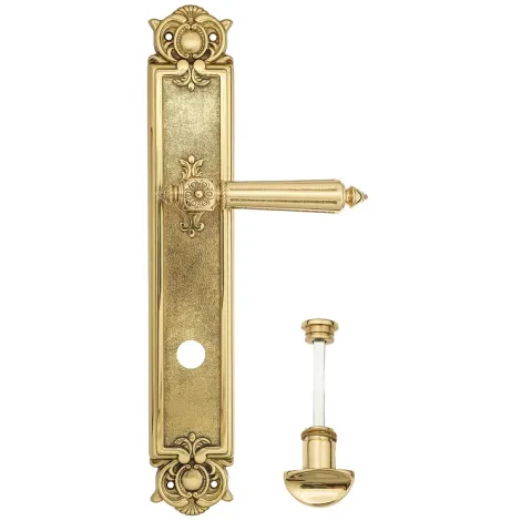 Дверная ручка Venezia \"CASTELLO\" WC-2 на планке PL97 полированная латунь