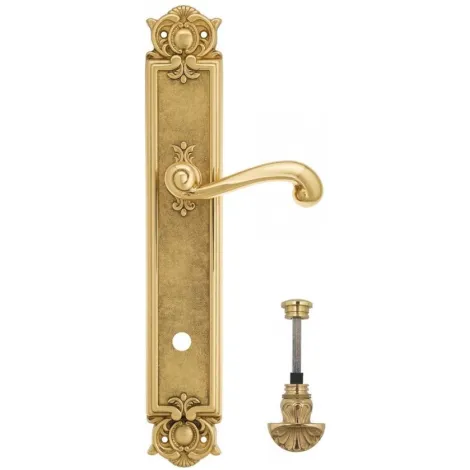 Дверная ручка Venezia \"CARNEVALE\" WC-4 на планке PL97 полированная латунь