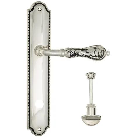 Дверная ручка Venezia \"MONTE CRISTO\" WC-2 на планке PL98 натуральное серебро + черный